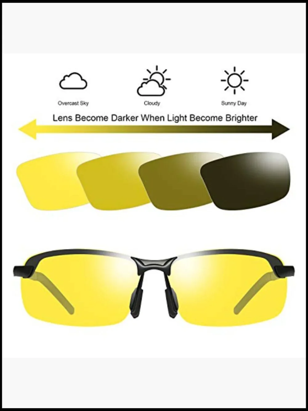 Polarized Photochromic Sunglasses UV400 Lightweight Sport Cycling Driving